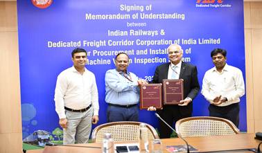 ट्रेन सुरक्षा के लिए भारतीय रेलवे और DFCCIL ने AI/ML निरीक्षण प्रणाली हेतु समझौता किया