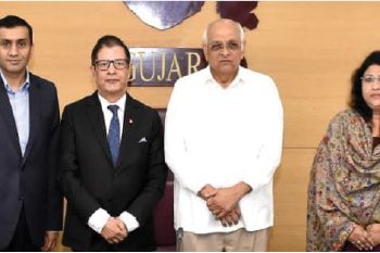 नेपाल के राजदूत डॉ. शंकर प्रसाद शर्मा ने सीएम भूपेंद्र पटेल से शिष्टाचार भेंट की